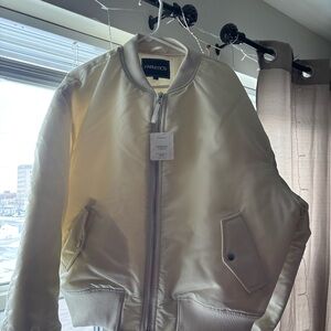Women’s Fabletics Cream Satin Bomber Jacket
